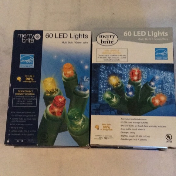 Merry brite 4 boxes of  60 led Lights NIB multi colored - Picture 2 of 6